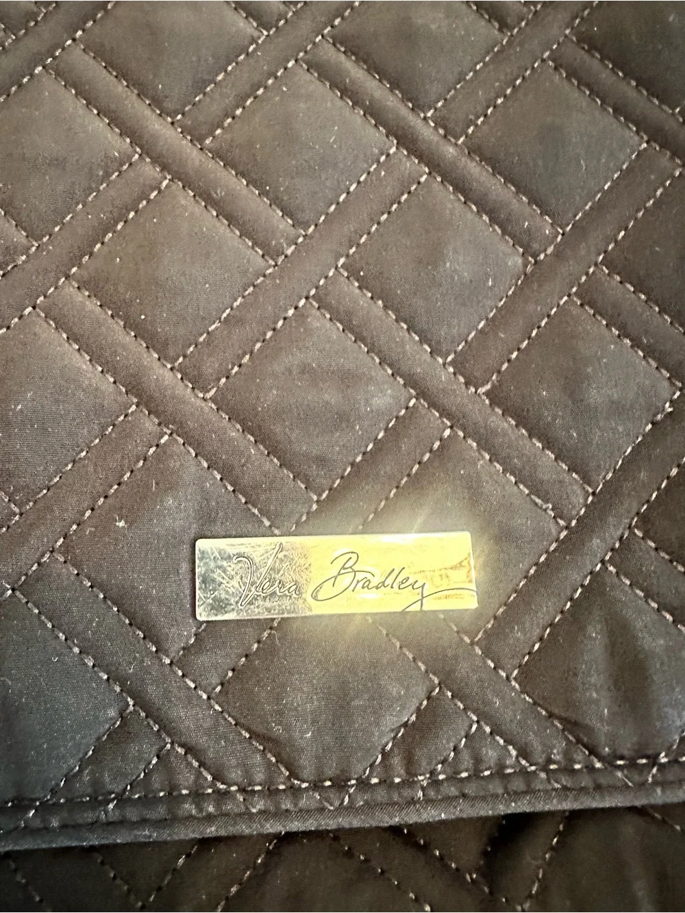 Vera Bradley Quilted Black laptop messenger bag